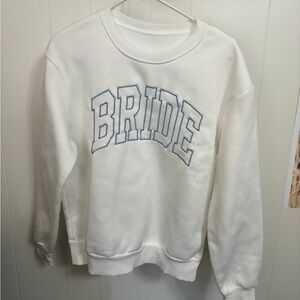 Elegant White 'Bride' Crew Neck Sweater